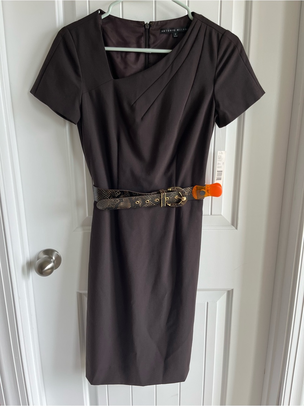 NWT Antonio Melani Brown Short-Sleeve Sheath Dress size 0